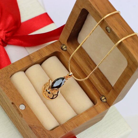 "Rose Gold Honeycomb Butterfly Pendant with Black Gem, XPPT1314 - Picture 10 of 13